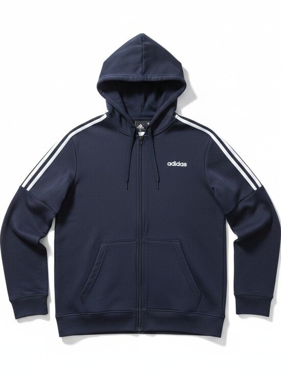 adidas Other - Adidas Essentials 3-Stripes Full Zip Hoodie Navy Blue Size L